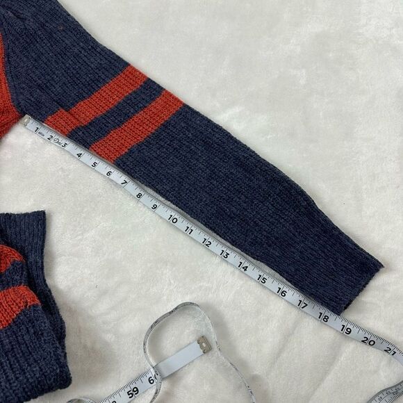 Military Hippie M Relaxed Fit Pullover Knit Sweater Rust Orange Blue Slouchy - Picture 5 of 7